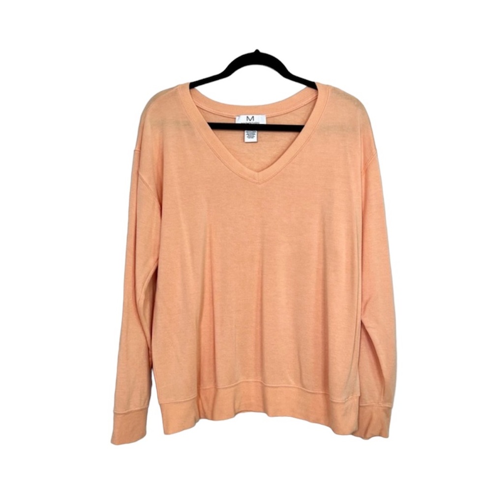 M MAGASCHONI Super Soft Peachy Orange V Neck Pullover size Large